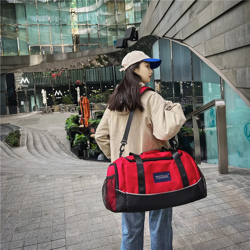 MTribe Nylon With Mesh Travel Bag Unisex Khaki/Black/Red/Yellow/Pink/Blue/Green-23