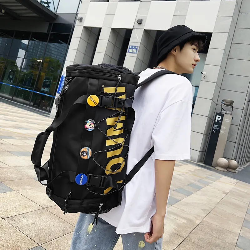 MTribe Nylon Double Shoulder Travel Bag Unisex Black/Yellow/Pink/Army Green/Turquoise/Khaki-3