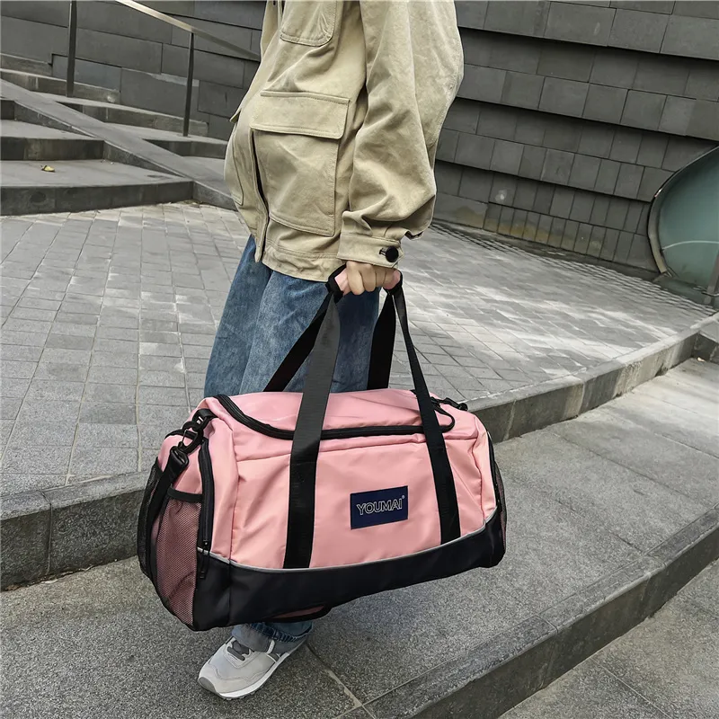 MTribe Nylon With Mesh Travel Bag Unisex Khaki/Black/Red/Yellow/Pink/Blue/Green-48