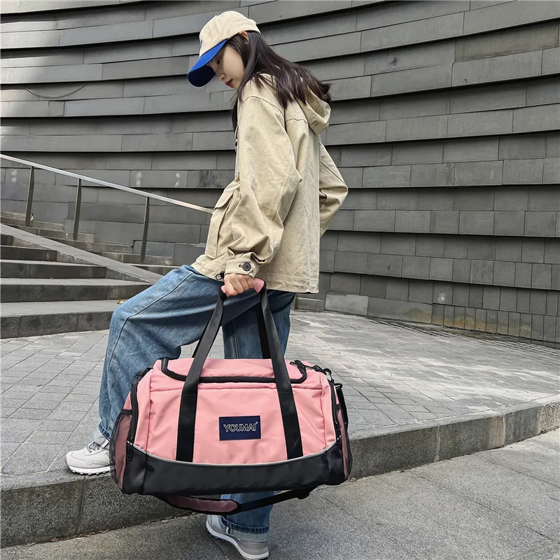 MTribe Nylon With Mesh Travel Bag Unisex Khaki/Black/Red/Yellow/Pink/Blue/Green-46