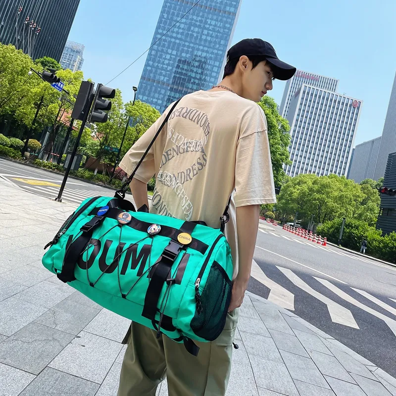 MTribe Nylon Double Shoulder Travel Bag Unisex Black/Yellow/Pink/Army Green/Turquoise/Khaki-29