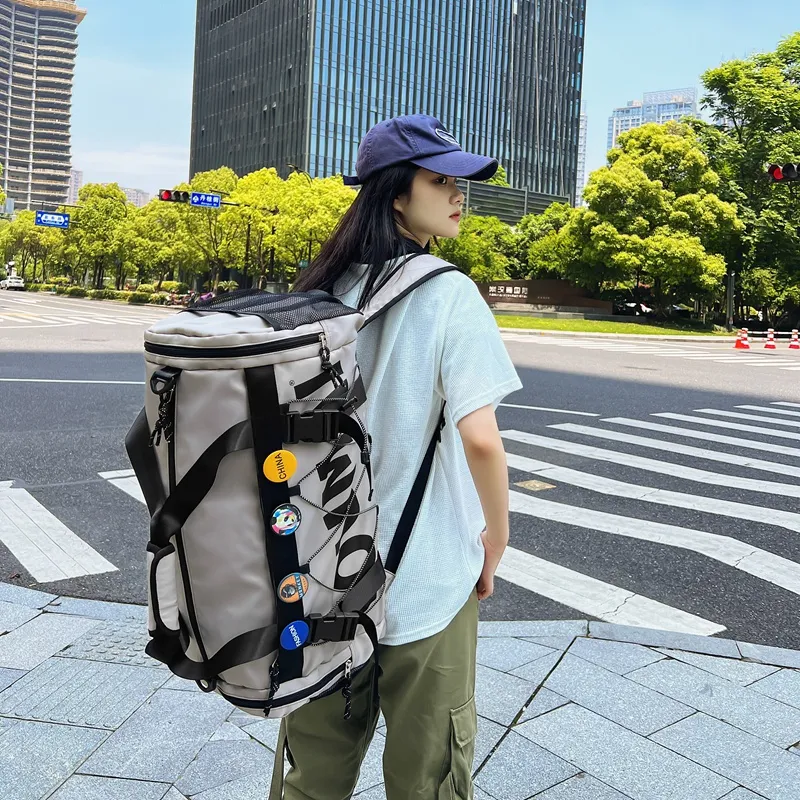 MTribe Nylon Double Shoulder Travel Bag Unisex Black/Yellow/Pink/Army Green/Turquoise/Khaki-36