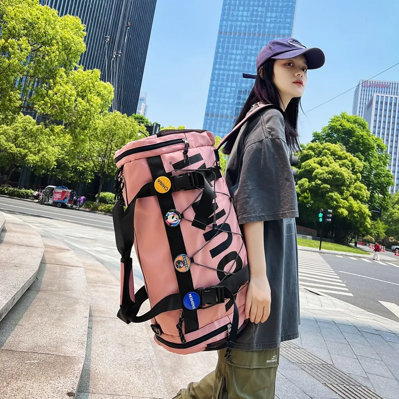 MTribe Nylon Double Shoulder Travel Bag Unisex Black/Yellow/Pink/Army Green/Turquoise/Khaki-19