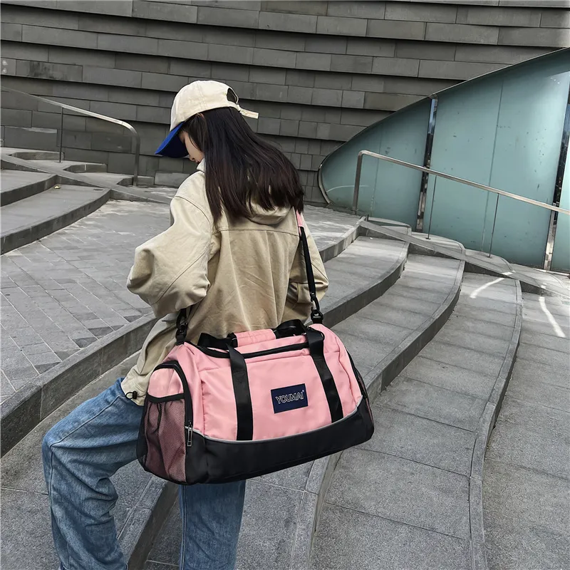 MTribe Nylon With Mesh Travel Bag Unisex Khaki/Black/Red/Yellow/Pink/Blue/Green-43