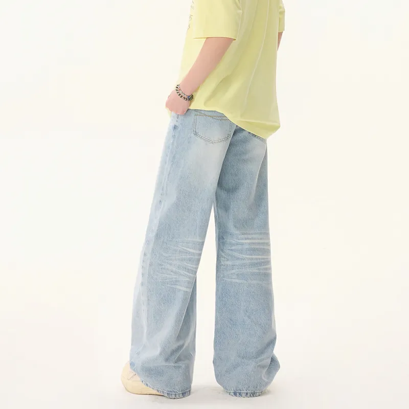 HCHUICHENG Jeans Unisex Washed Blue-4