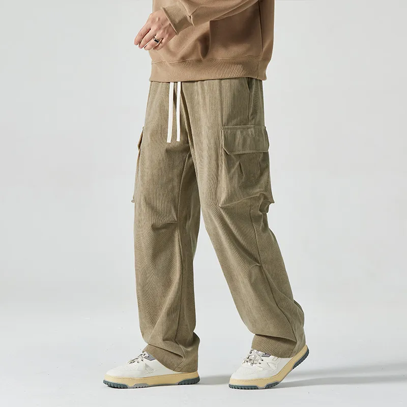 HCHUICHENG Cargo Pants Unisex Khaki-3
