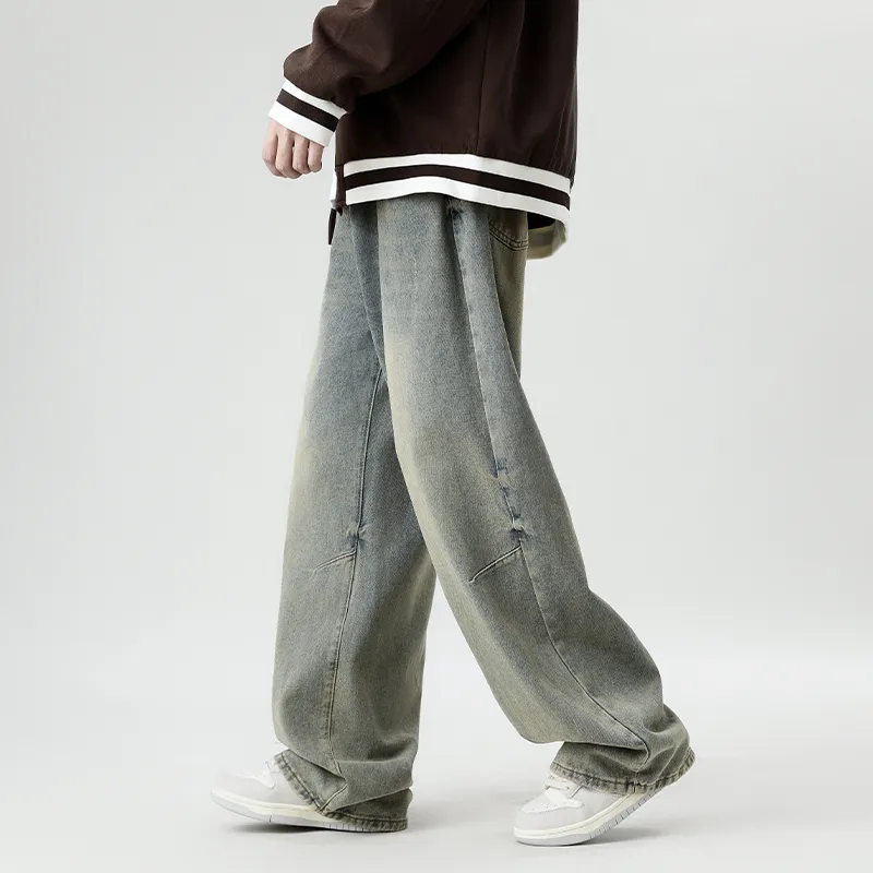 HCHUICHENG Jeans Unisex Yellow Mud-6