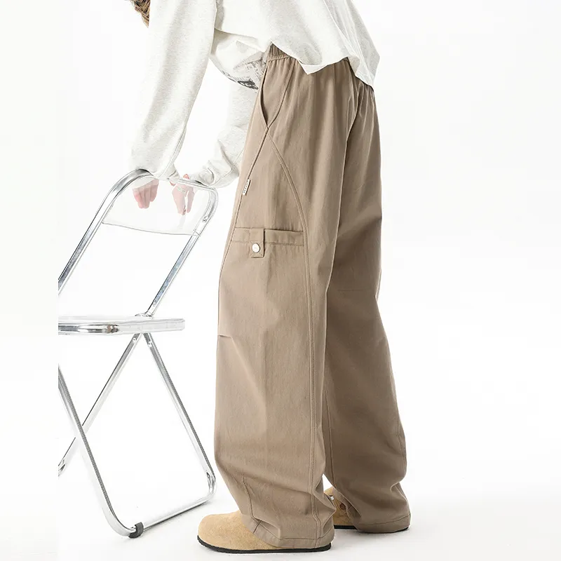 HCHUICHENG Casual Pants Unisex Khaki-7