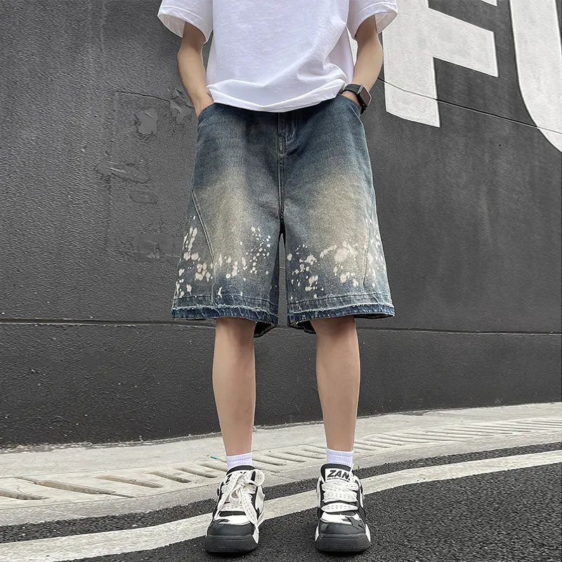 HCHUICHENG Denim Shorts Unisex Vintage Blue-2