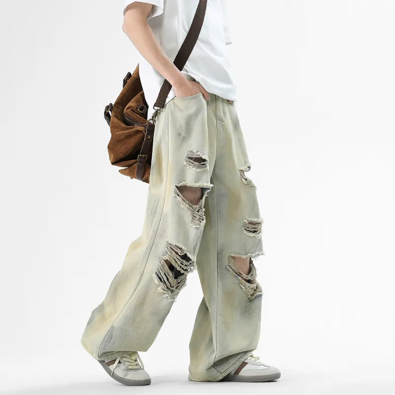 HCHUICHENG Jeans Unisex Yellow Mud-6