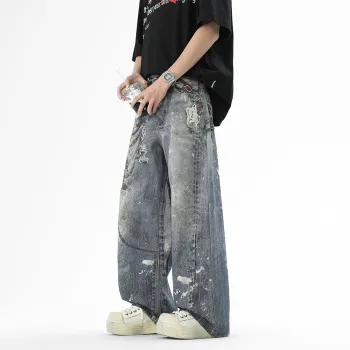 HCHUICHENG Jeans Unisex Dark Blue