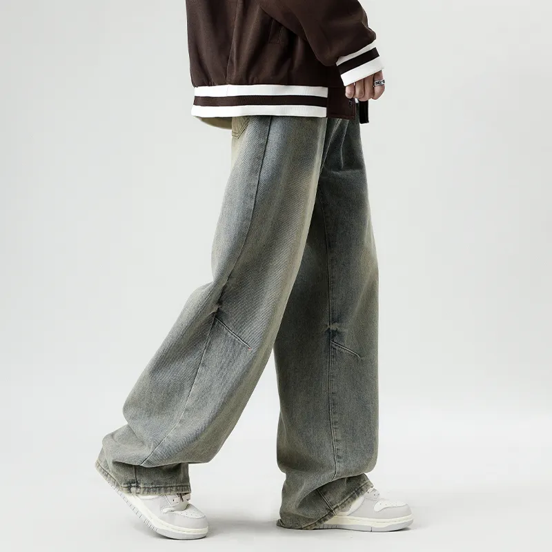 HCHUICHENG Jeans Unisex Yellow Mud-5