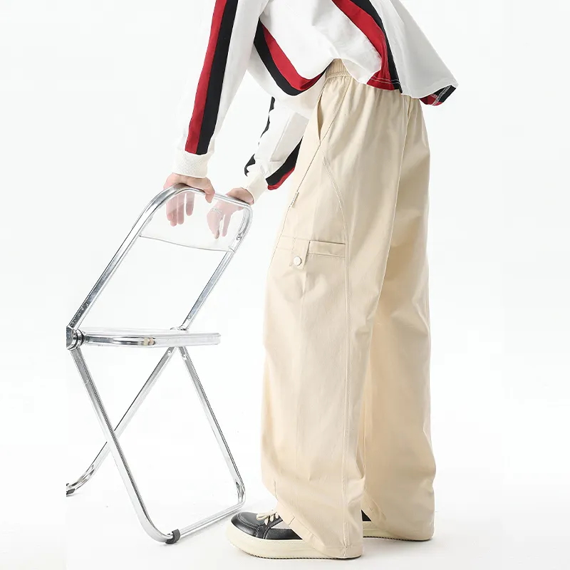 HCHUICHENG Casual Pants Unisex Khaki-11