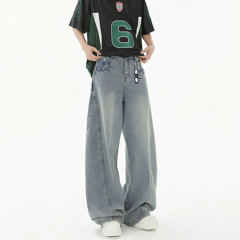 HCHUICHENG Jeans Unisex Vintage Blue-2