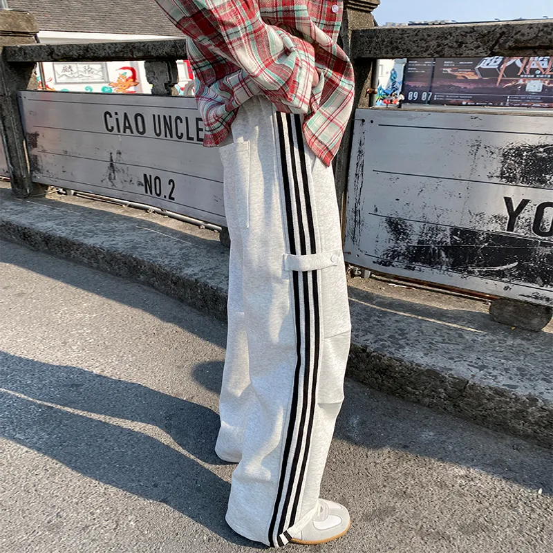 HCHUICHENG Casual Pants Unisex White Heather Gray-4