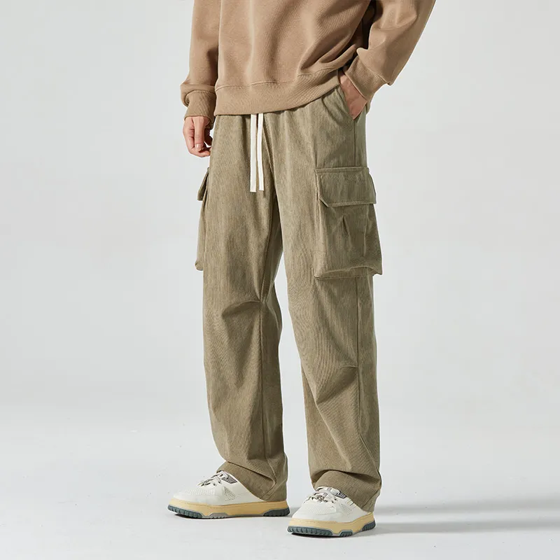HCHUICHENG Cargo Pants Unisex Khaki-4