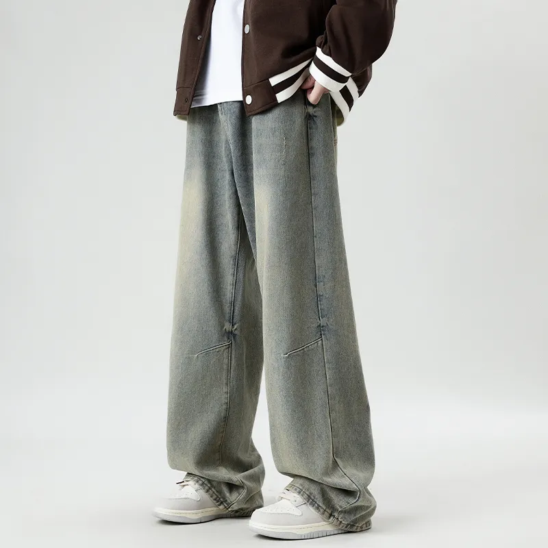 HCHUICHENG Jeans Unisex Yellow Mud-3