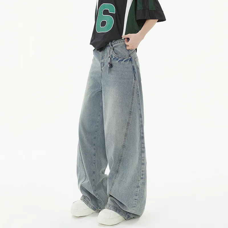 HCHUICHENG Jeans Unisex Vintage Blue-3