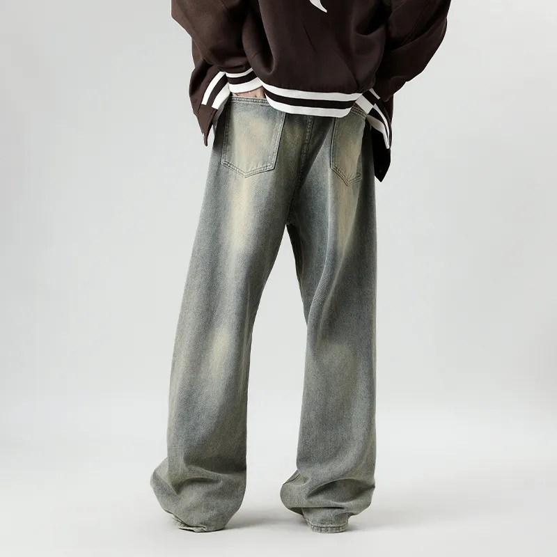 HCHUICHENG Jeans Unisex Yellow Mud-2