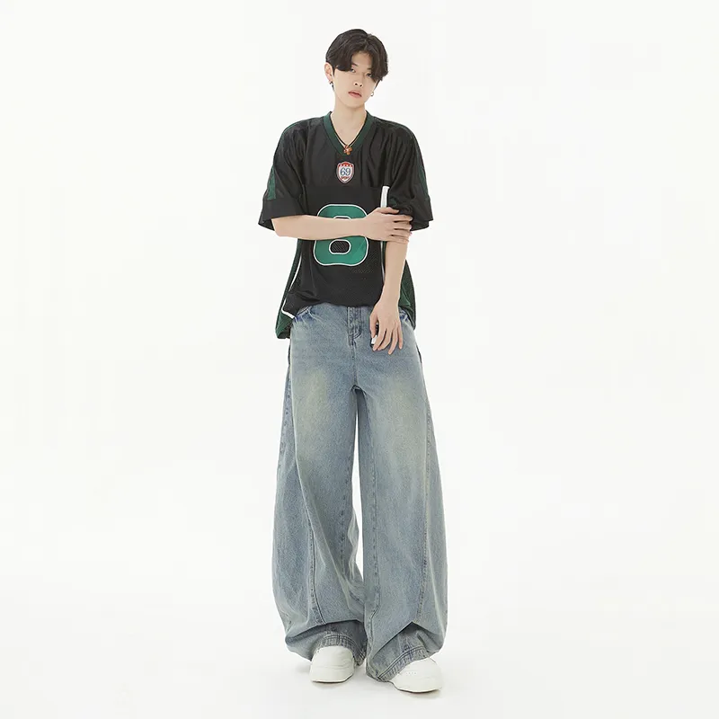 HCHUICHENG Jeans Unisex Vintage Blue-4