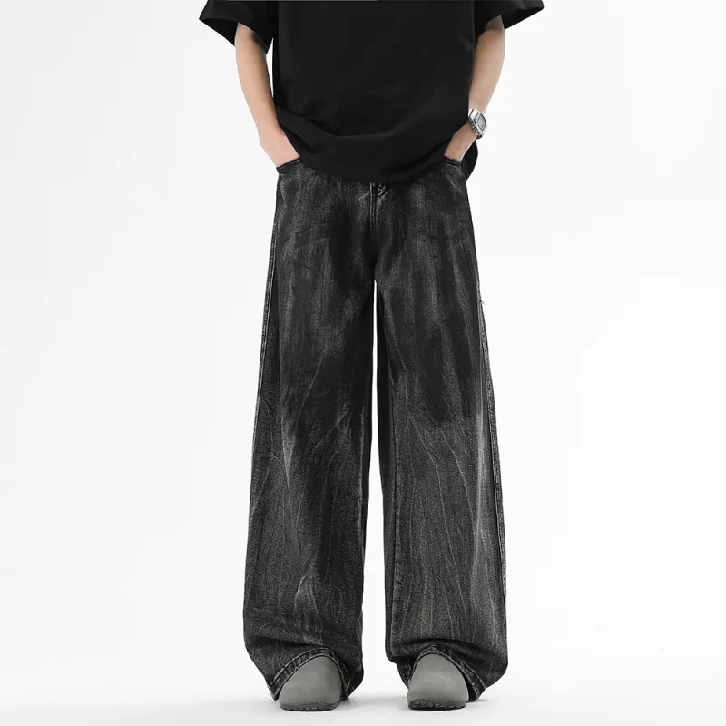 HCHUICHENG Jeans Unisex Distressed Gray-3