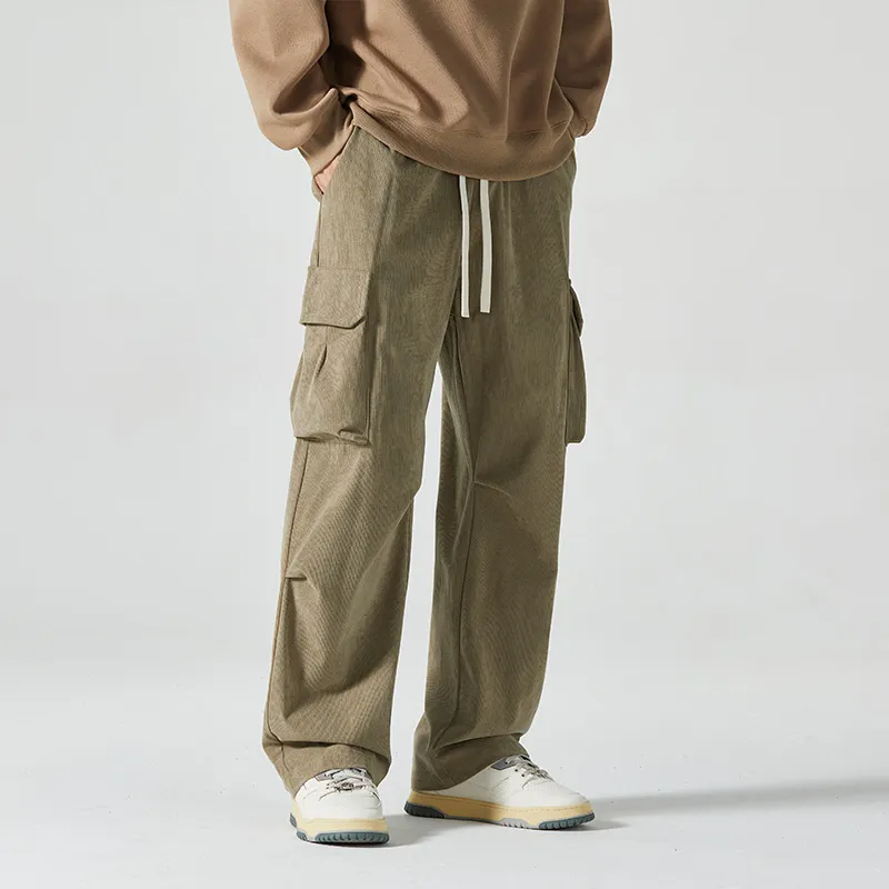 HCHUICHENG Cargo Pants Unisex Khaki-5