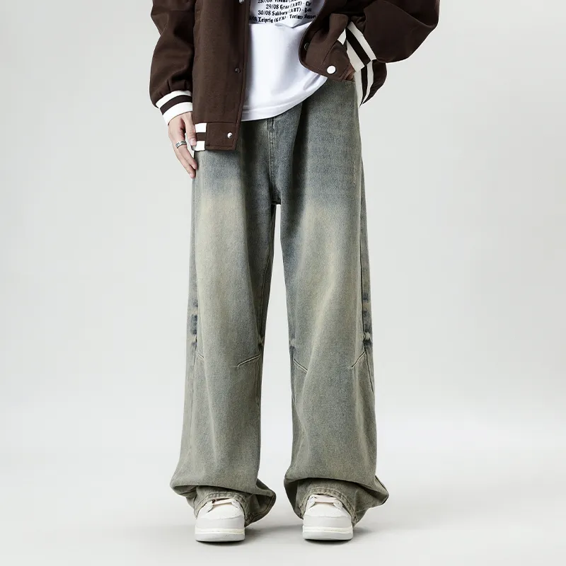 HCHUICHENG Jeans Unisex Yellow Mud-4