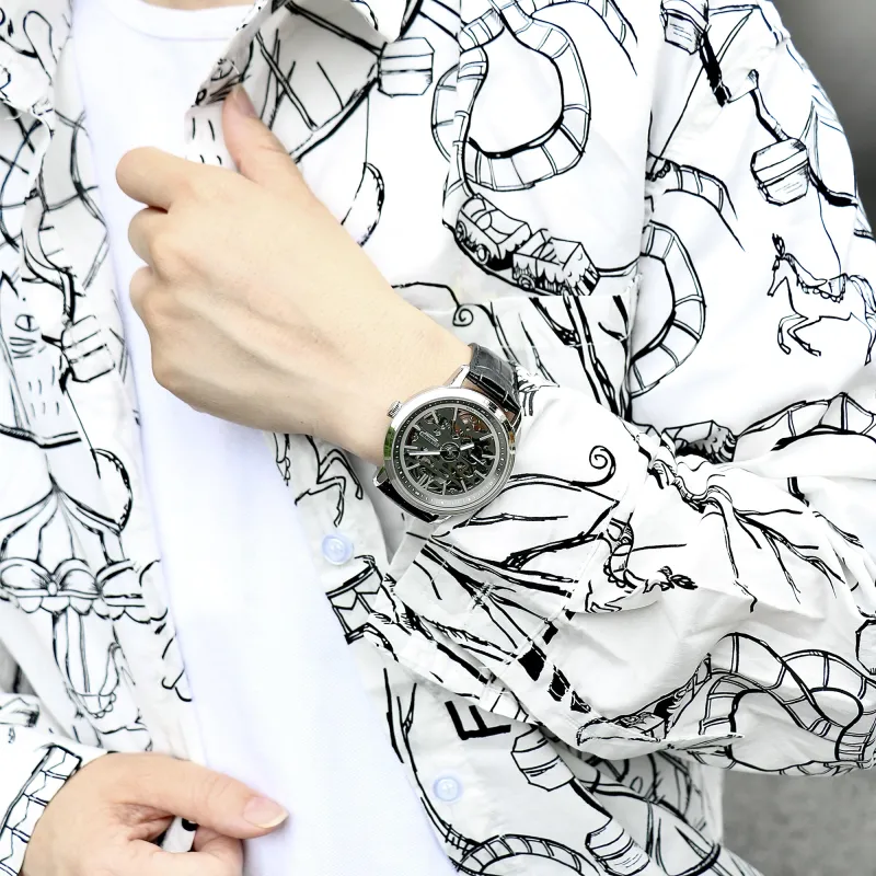 LOBINNI L Automatic Mechanical Movement Genuine Leather Strap Watch Men's Watches Cut-Out Dial-4