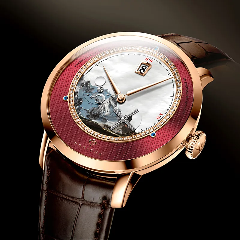 PONIGER Automatic Mechanical Movement Watch Men's Watches White Dial P7.23 A-17