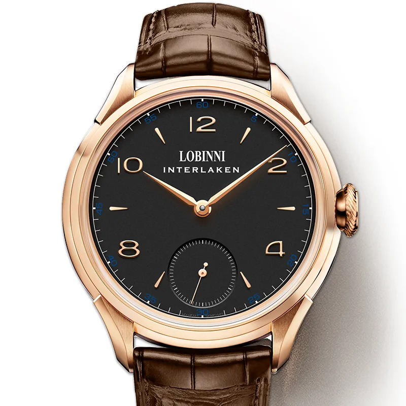 LOBINNI L Business Men's Watch Manual Mechanical Movement Cowhide Strap Watch Men's Watches White Dial-5