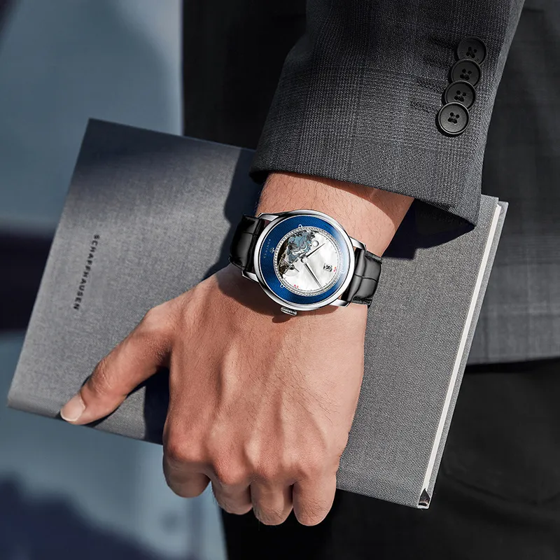 PONIGER Automatic Mechanical Movement Watch Men's Watches White Dial P7.23 A-4