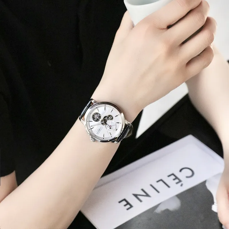 LOBINNI L Automatic Mechanical Movement Genuine Leather Strap Watch Men's Watches Black Dial-22
