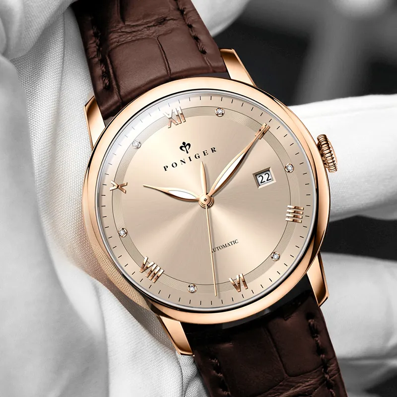 PONIGER Automatic Mechanical Movement Watch Men's Watches Gray Dial P9.17-B-6