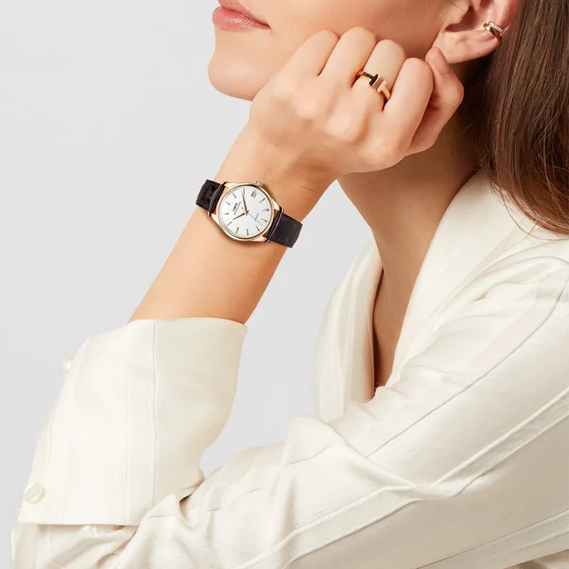 LOBINNI L Mechanical Movement Cowhide Strap Watch Women's Watch White Dial-20