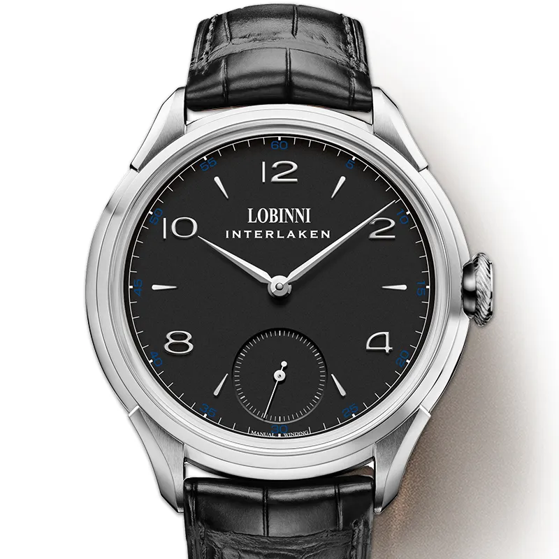LOBINNI L Business Men's Watch Manual Mechanical Movement Cowhide Strap Watch Men's Watches White Dial-11