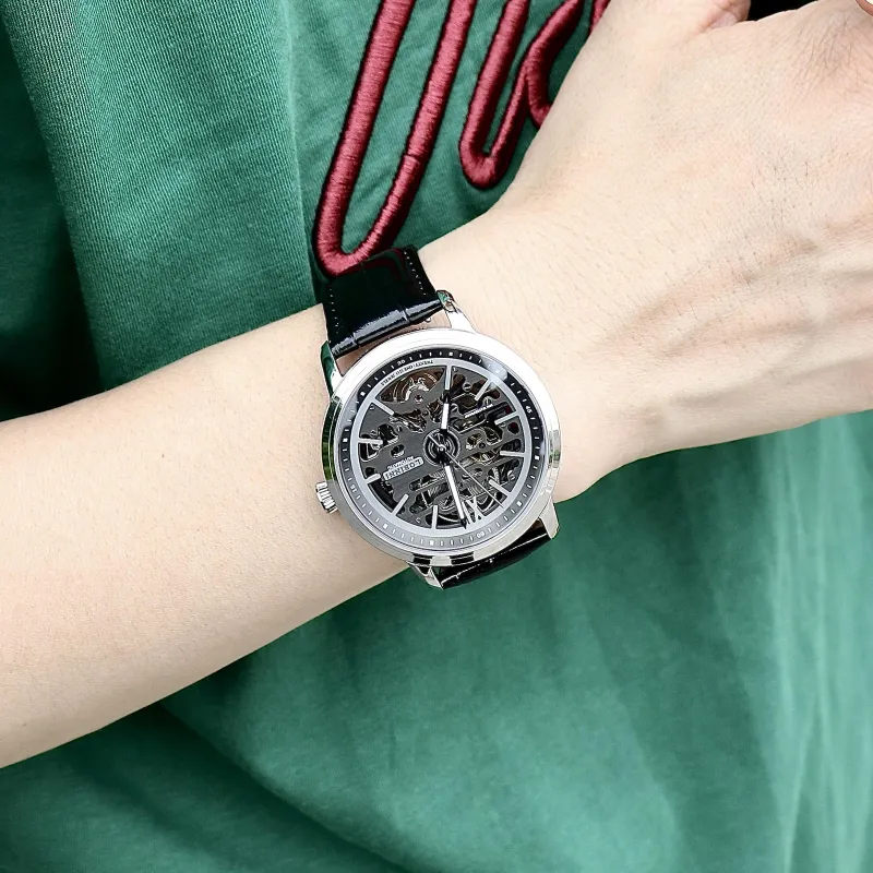 LOBINNI L Automatic Mechanical Movement Genuine Leather Strap Watch Men's Watches Cut-Out Dial-9