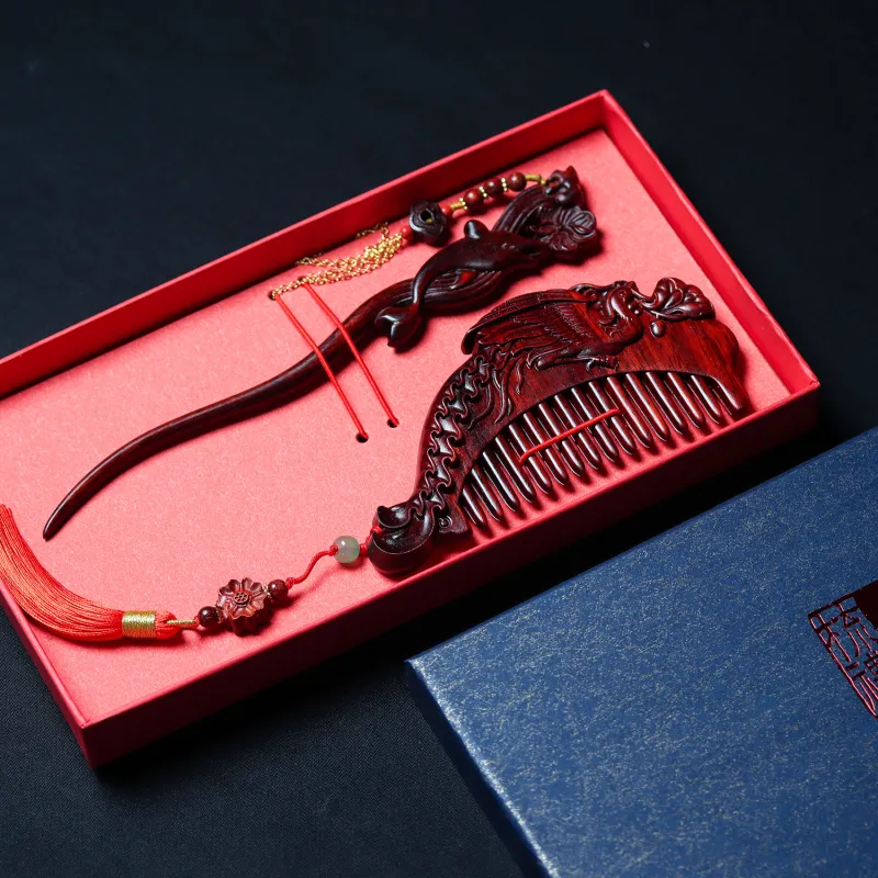 Xianyou Red Rosewood Wooden Comb Unisex-1