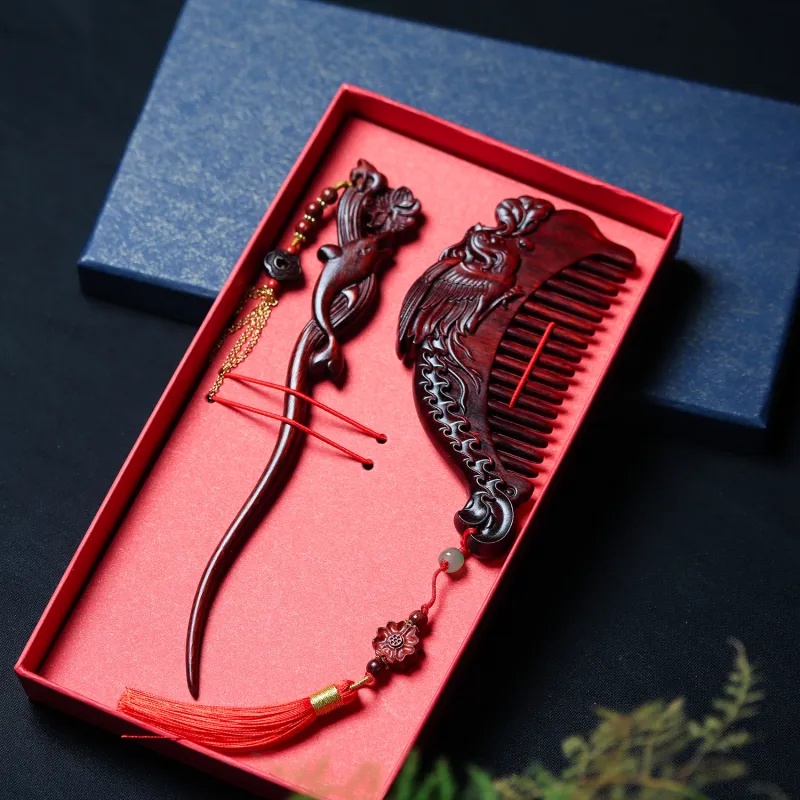 Xianyou Red Rosewood Wooden Comb Unisex-2
