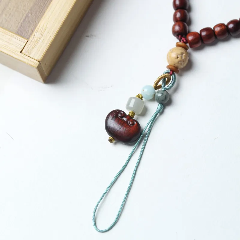 Xianyou Sandalwood Cell Phone Chain Unisex-4
