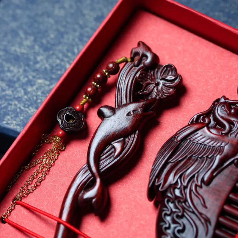 Xianyou Red Rosewood Wooden Comb Unisex-3