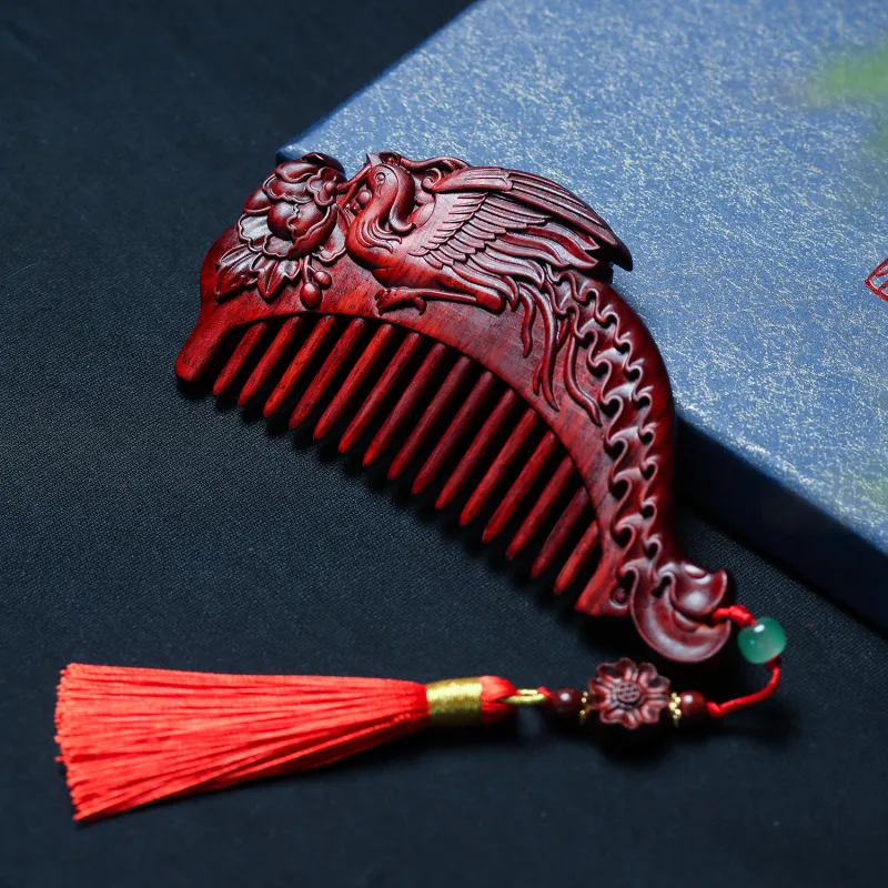 Xianyou Red Rosewood Wooden Comb Unisex-5