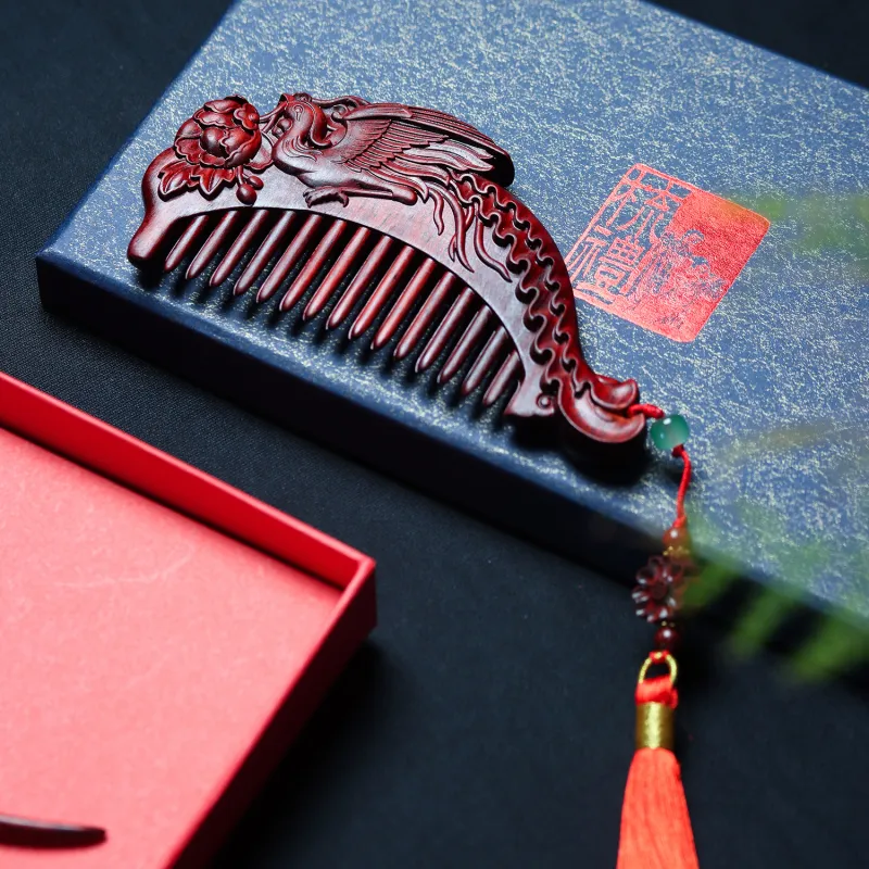 Xianyou Red Rosewood Wooden Comb Unisex-4