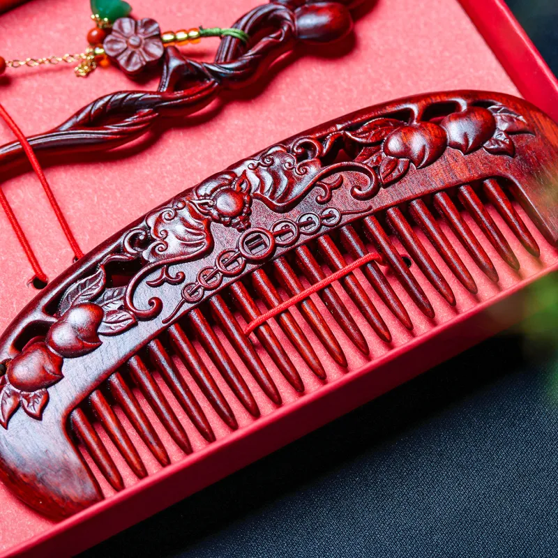 Xianyou Red Rosewood Hair Comb Unisex-5