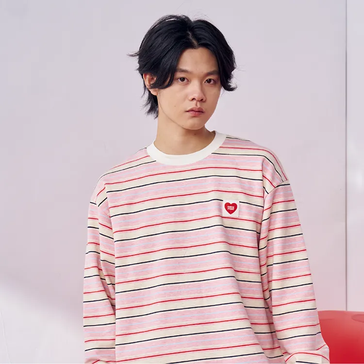 Checkitout Sweatshirt Unisex Spring Begonia Long-Sleeved-Pink White/Red-2