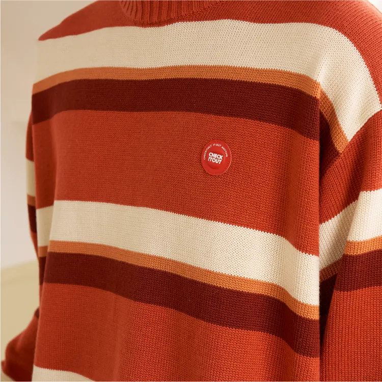 Checkitout Sweatshirt Unisex Fiery Snow Red/Beige/Brown Red/Orange-2