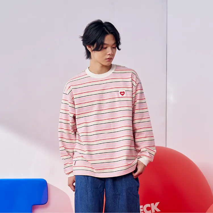 Checkitout Sweatshirt Unisex Spring Begonia Long-Sleeved-Pink White/Red-4