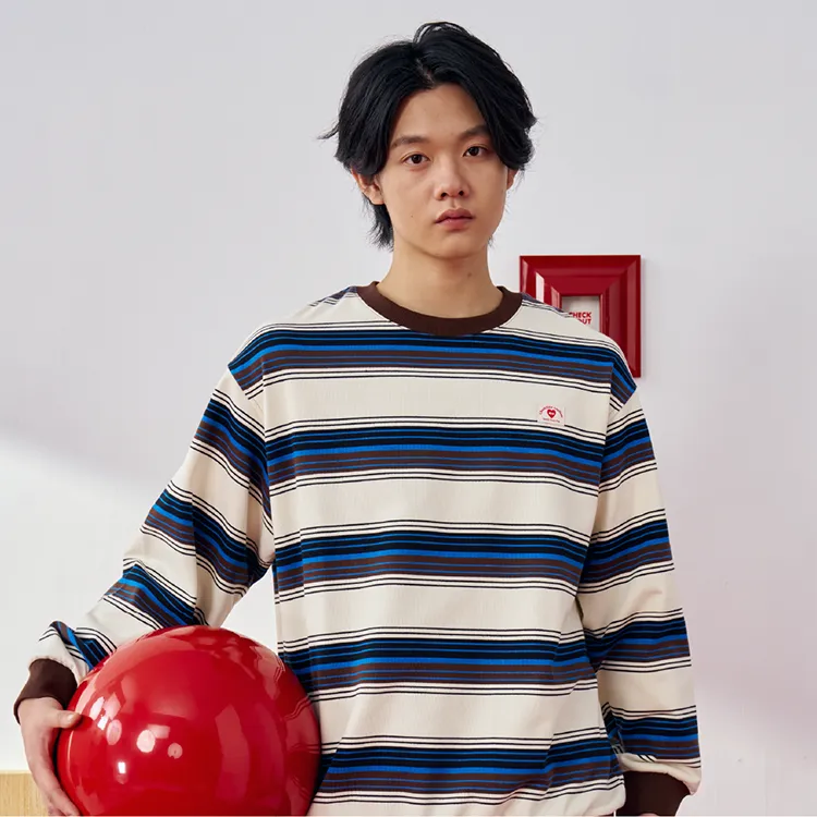 Checkitout Sweatshirt Unisex Pine-Ecru/Brown/Blue-4