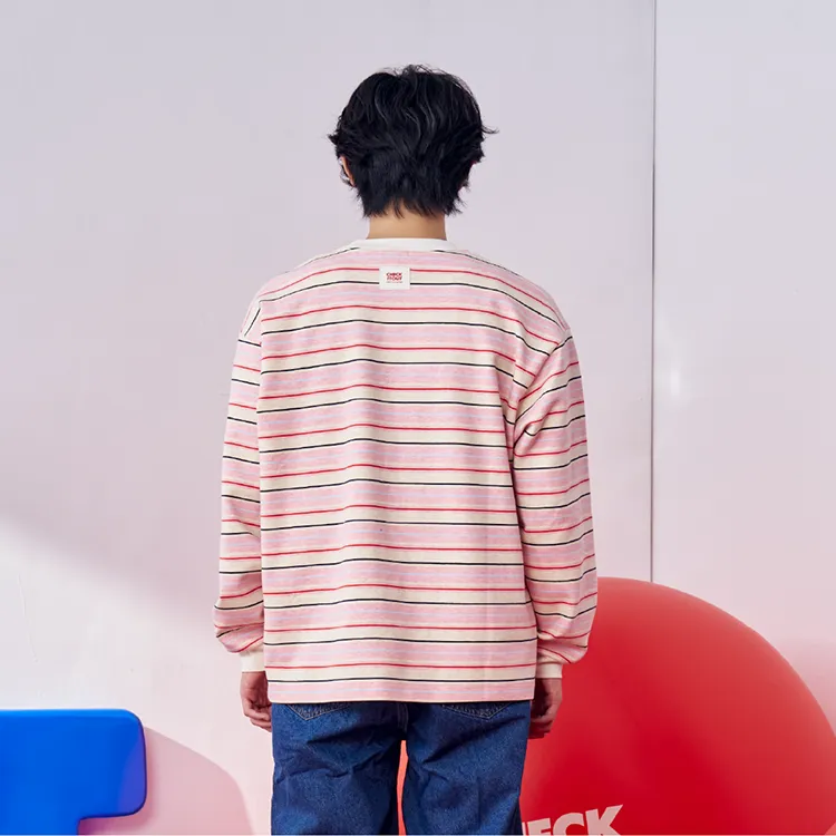 Checkitout Sweatshirt Unisex Spring Begonia Long-Sleeved-Pink White/Red-5