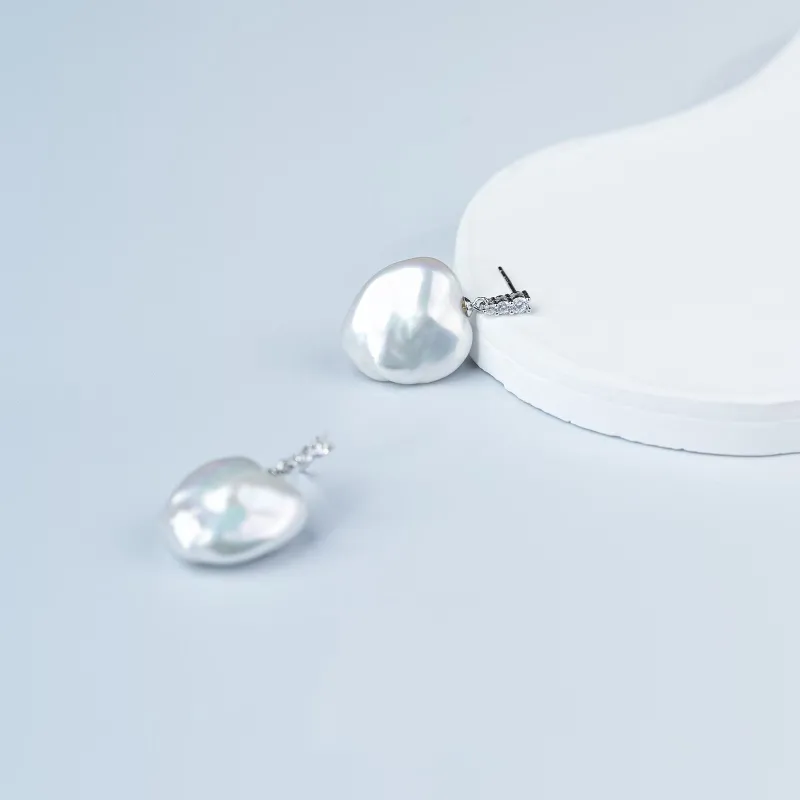 ANGEPERLE Freshwater Pearl Hoop Earrings Women's-3