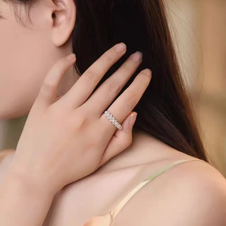 ANGEPERLE Pearl Rings Women's-5